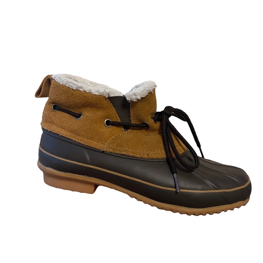 Khombu Suede Leather Short Duck Boots With Faux Fur Lining Size 6 - Picture 2 of 8